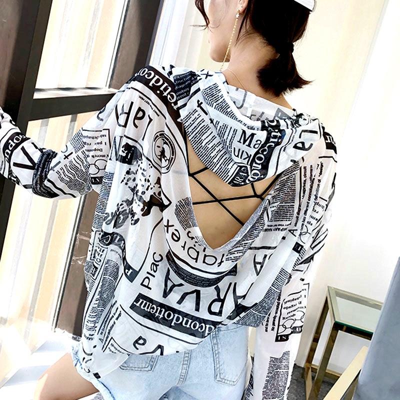 Women's Blouses & Shirts Hoodie Spaper Print Blouse Summer Women Loose Sun Protection Hollow Out Thin Long Sleeve Shirt Jaqueta Tops CC180, White
Women's Blouses & Shirts Hoodie Spaper Print Blouse Summer Women Loose Sun Protection Hollow Out Thin Long Sleeve Shirt Jaqueta Tops CC180, White