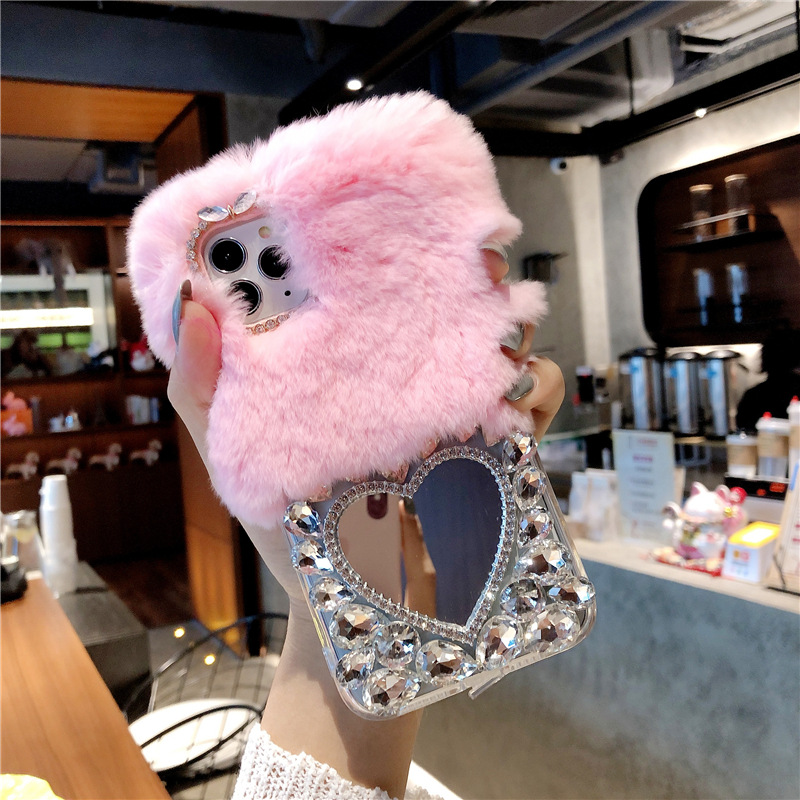 Plush Cases Compatible with Apple iPhone XR 11 12 Pro Max Cute Fuzzy Furry Winter Rabbit Hair Warm Fluffy Fur Diamond Gemstone 3D Heart Mirror Soft TPU case 97149, Pink
Plush Cases Compatible with Apple iPhone XR 11 12 Pro Max Cute Fuzzy Furry Winter Rabbit Hair Warm Fluffy Fur Diamond Gemstone 3D Heart Mirror Soft TPU case 97149, Pink