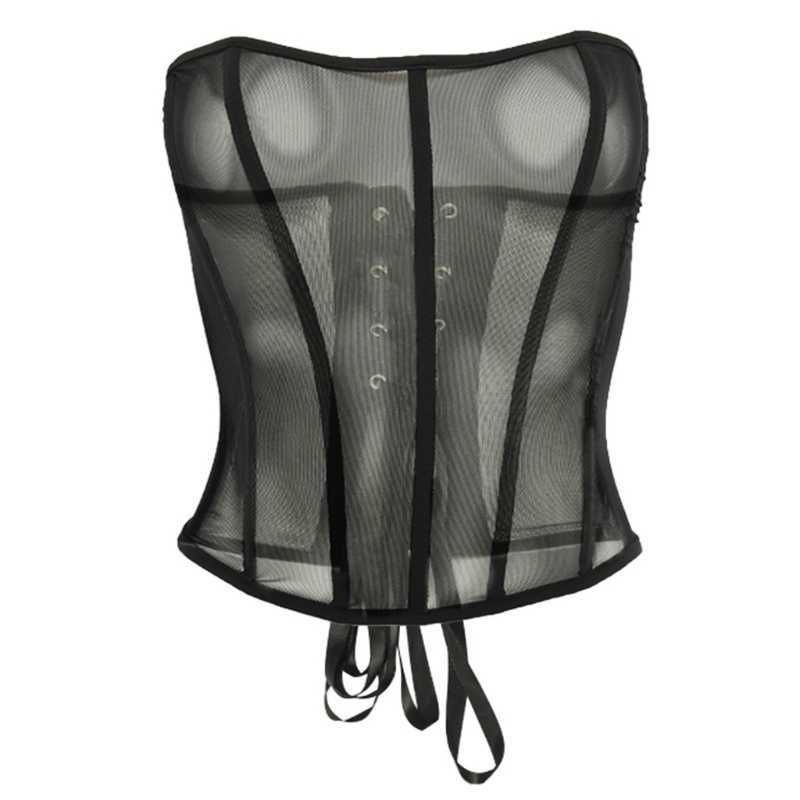 Women's Bone Lace Up Sleeveless Tank Tops Curve Shaper Patchwork Black Sexy Mesh See-Through Corsets for Summer P0817
Women's Bone Lace Up Sleeveless Tank Tops Curve Shaper Patchwork Black Sexy Mesh See-Through Corsets for Summer P0817