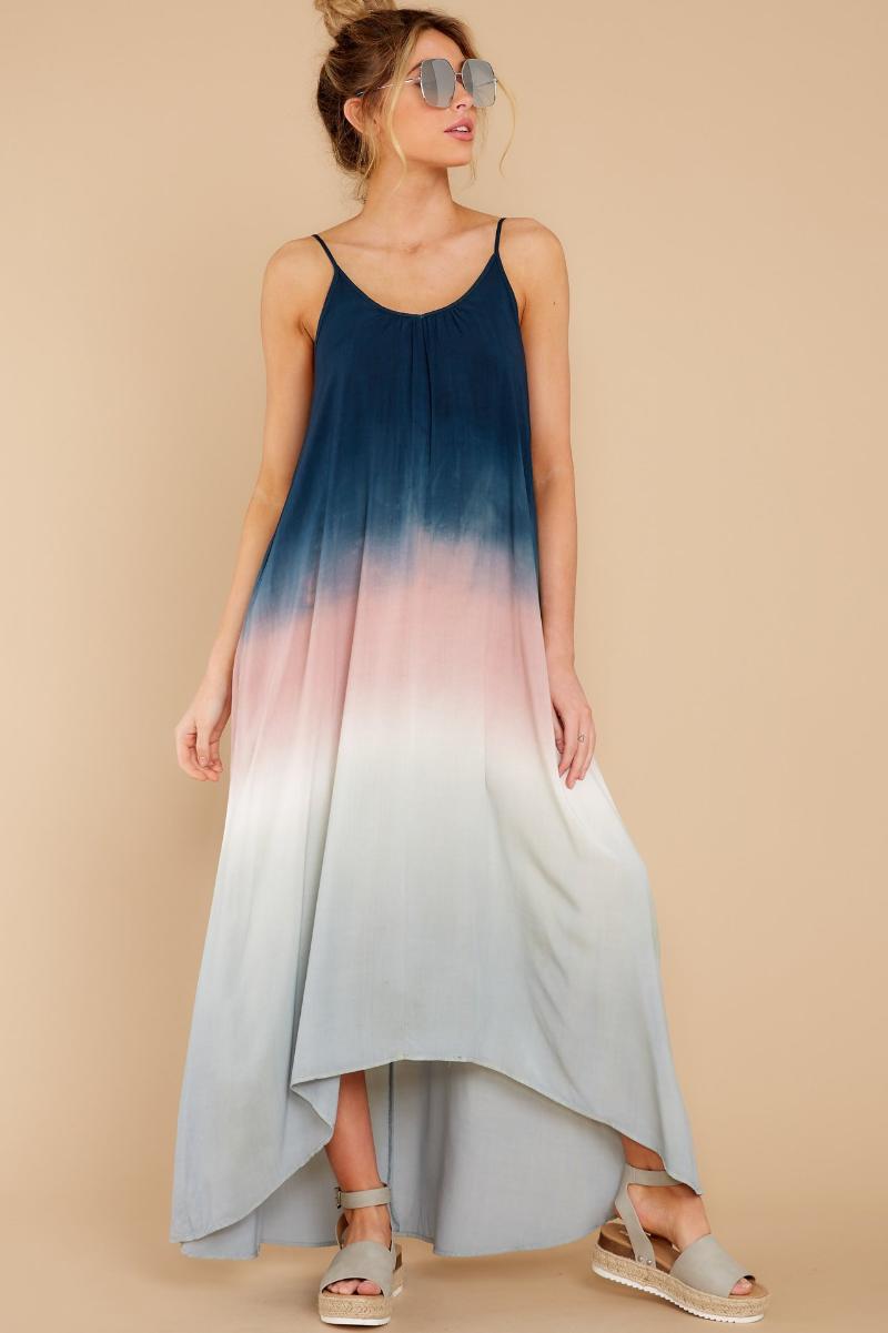 Fashion Tie Dye Digital Printing Women's Summer Sexy Suspender Long Skirt U-shaped Open Back Dress Two Piece