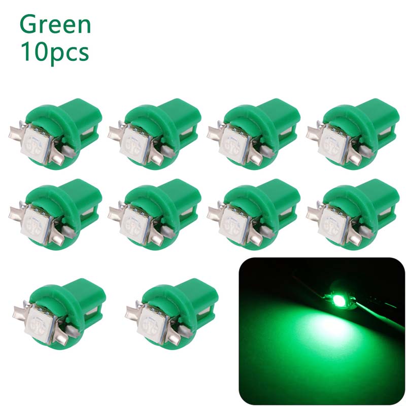 10Pcs/Set LED Light Car Gauge Speed Dash Bulb Dashboard Instrument Lights Wedge Interior Lamps B8.5D 509T B8.5 5050 1 SMD T5 LED-Lamp