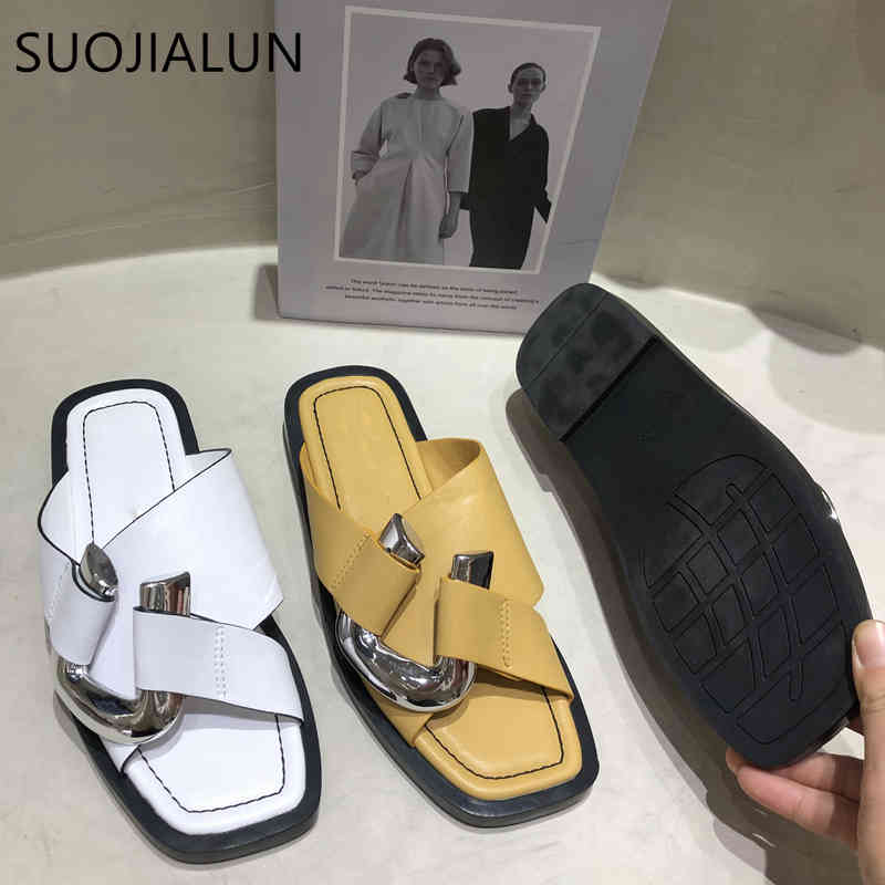 SUOJIALUN 2021 Summer Women Slippers Fashion Brand Metal Buckle Sandal Flat Heel Ladies Casual Slip On Slides Outdoor Flip Flops K78, White
SUOJIALUN 2021 Summer Women Slippers Fashion Brand Metal Buckle Sandal Flat Heel Ladies Casual Slip On Slides Outdoor Flip Flops K78, White