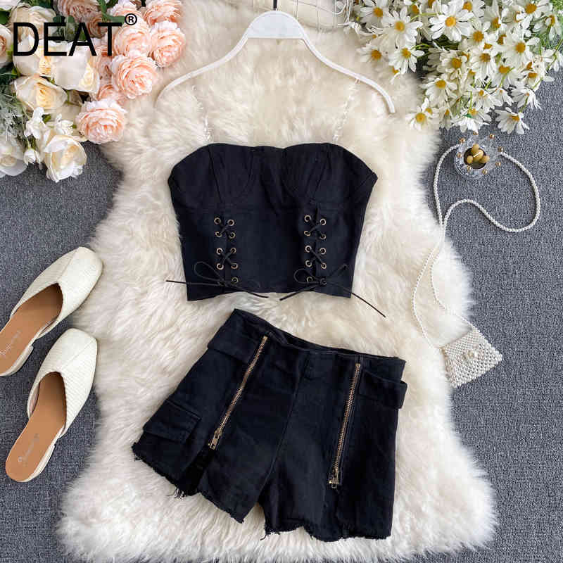 Women Blaack Denim Burrs Asymmetrical Shorts Arrivals Strapless Belt Two Piece Set Fashion Spring Summer 11D115 210525, Black
Women Blaack Denim Burrs Asymmetrical Shorts Arrivals Strapless Belt Two Piece Set Fashion Spring Summer 11D115 210525, Black