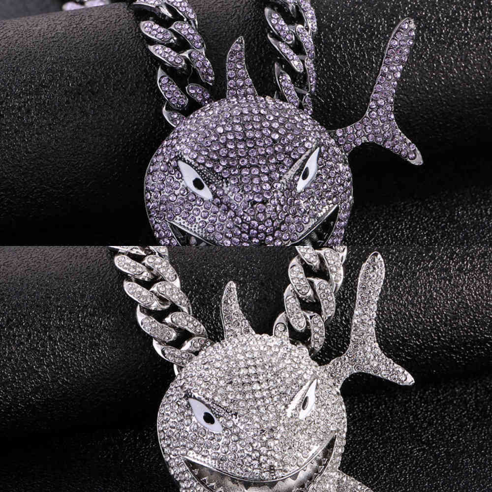 Men'S Hip Hop Crystal 6IX9INE Shark Pendant Necklace With 13mm Iced Out Rhienstone Miami Cuban Chain Choker Gothic Jewelry X0509
Men'S Hip Hop Crystal 6IX9INE Shark Pendant Necklace With 13mm Iced Out Rhienstone Miami Cuban Chain Choker Gothic Jewelry X0509