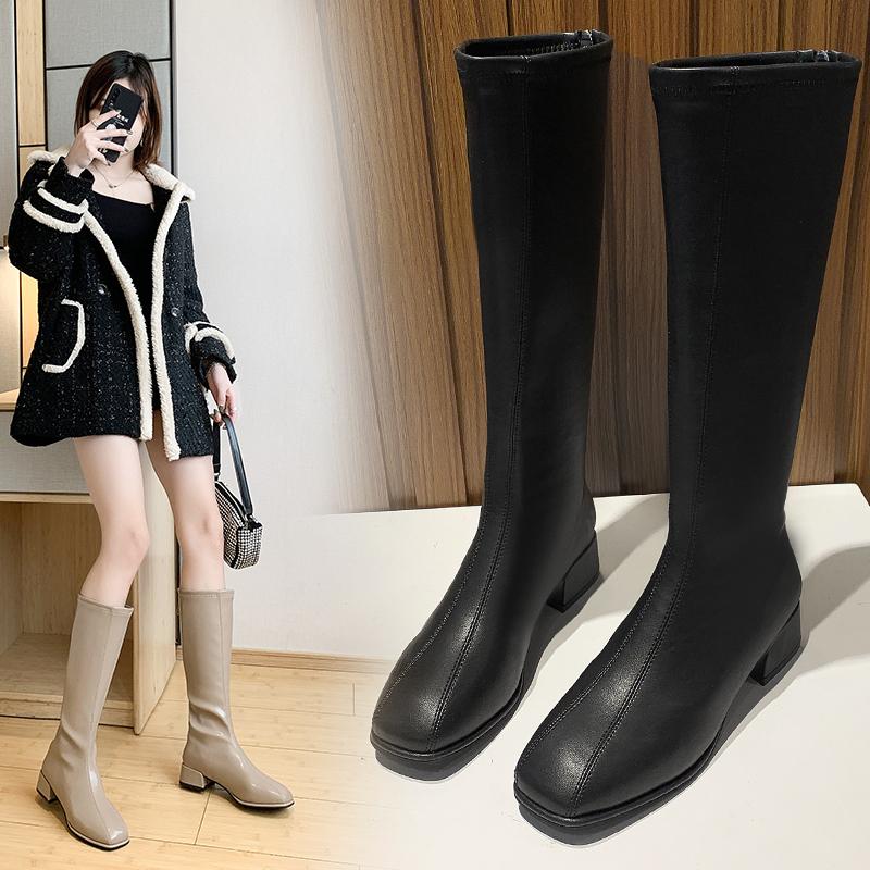 Boots Fashion Fall 2021 Square Thick With Super Fire But Knee Joker British Wind Thin