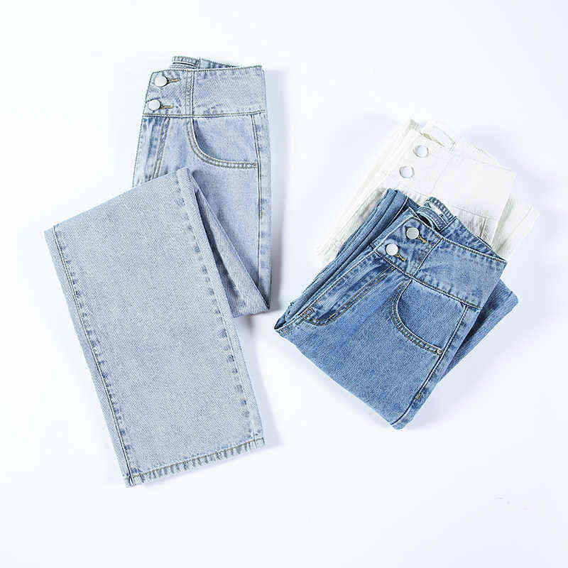White Jeans Woman High Waist Streetwear Baggy Mom Jean Vintage Denim Trousers Pocket Washed Casual Fashion Y2k Pants 211129