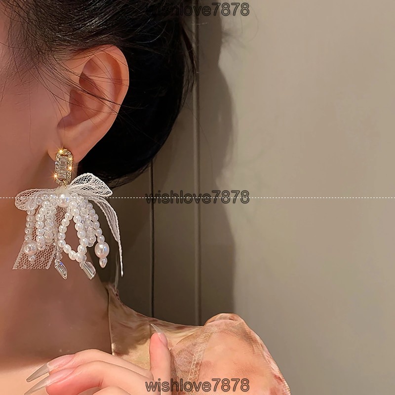 Korea Lovely Lace Bowknot Drop Earring Cute Sweet White Color Bow Pearl Statement Earring Fashion 2021 Jewelry Gift 
Korea Lovely Lace Bowknot Drop Earring Cute Sweet White Color Bow Pearl Statement Earring Fashion 2021 Jewelry Gift
