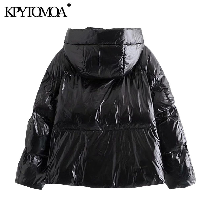 Women Fashion Winter Thick Warm Hooded Parka Loose Shiny Padded Jacket Coat Long Sleeve Female Outerwear 210420