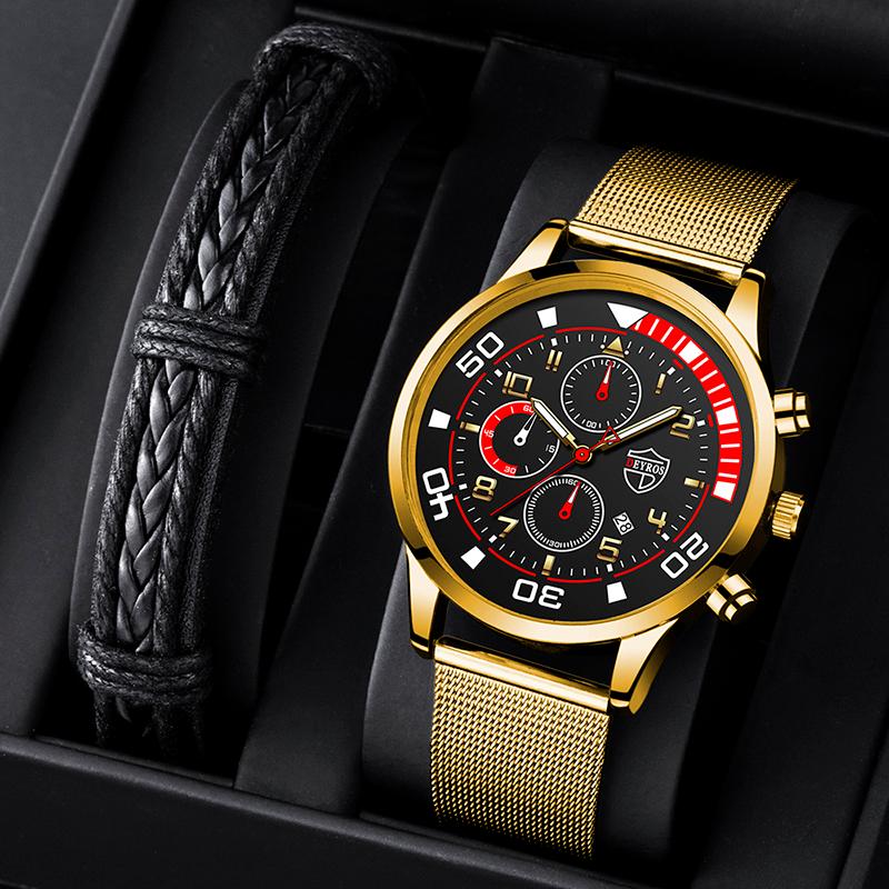 Wristwatches Men Sport Watche Luxury Mens Business Watches Casual Calendar Clock Stainless Steel Quartz Watch Leather Bracelet, As shown 2
Wristwatches Men Sport Watche Luxury Mens Business Watches Casual Calendar Clock Stainless Steel Quartz Watch Leather Bracelet, As shown 2