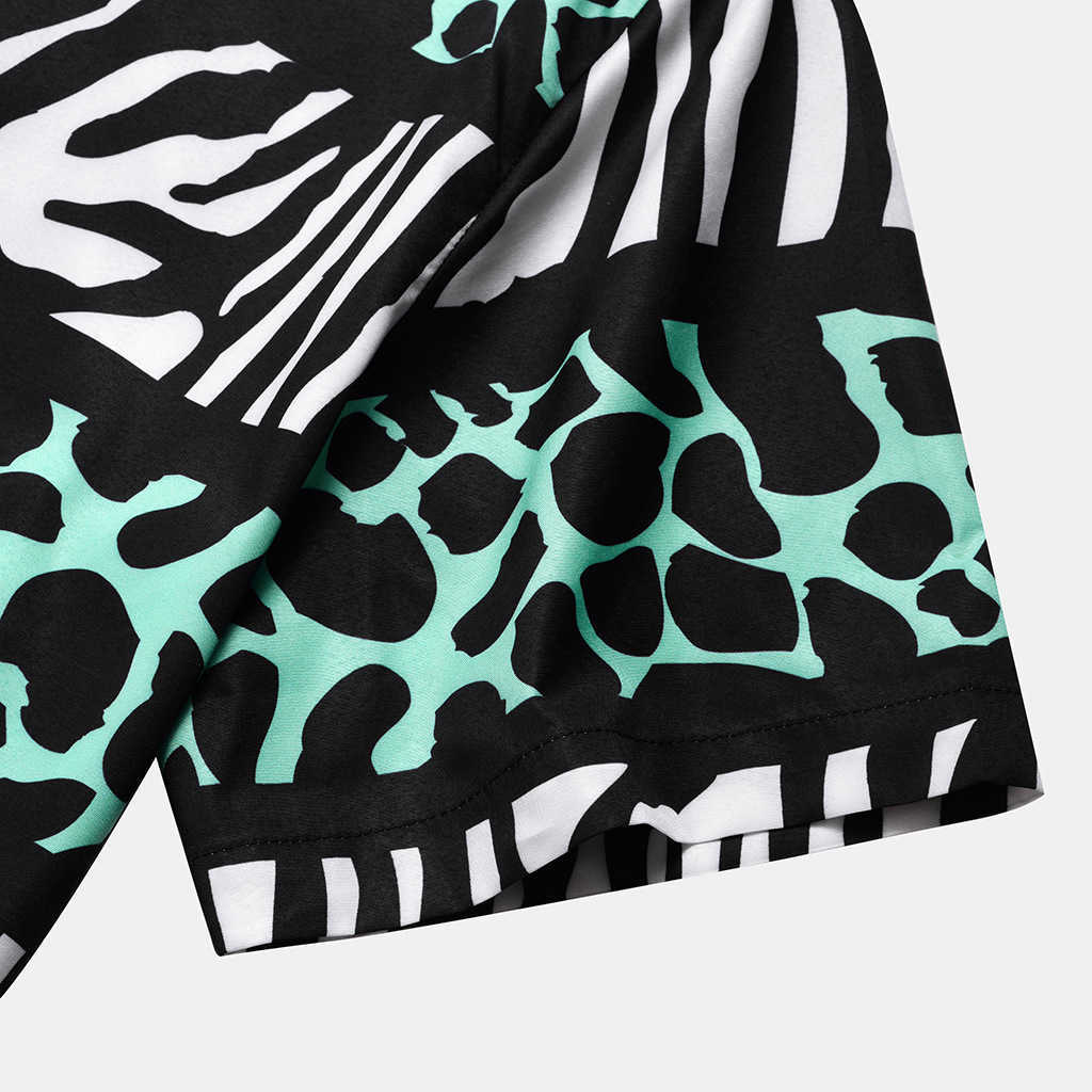 Leopard Shirts Men Beach Hawaiian Casual Holiday Patchwork Mens Shirt Oversized Short Sleeve Camisas Zebra Splice Camisa 210721