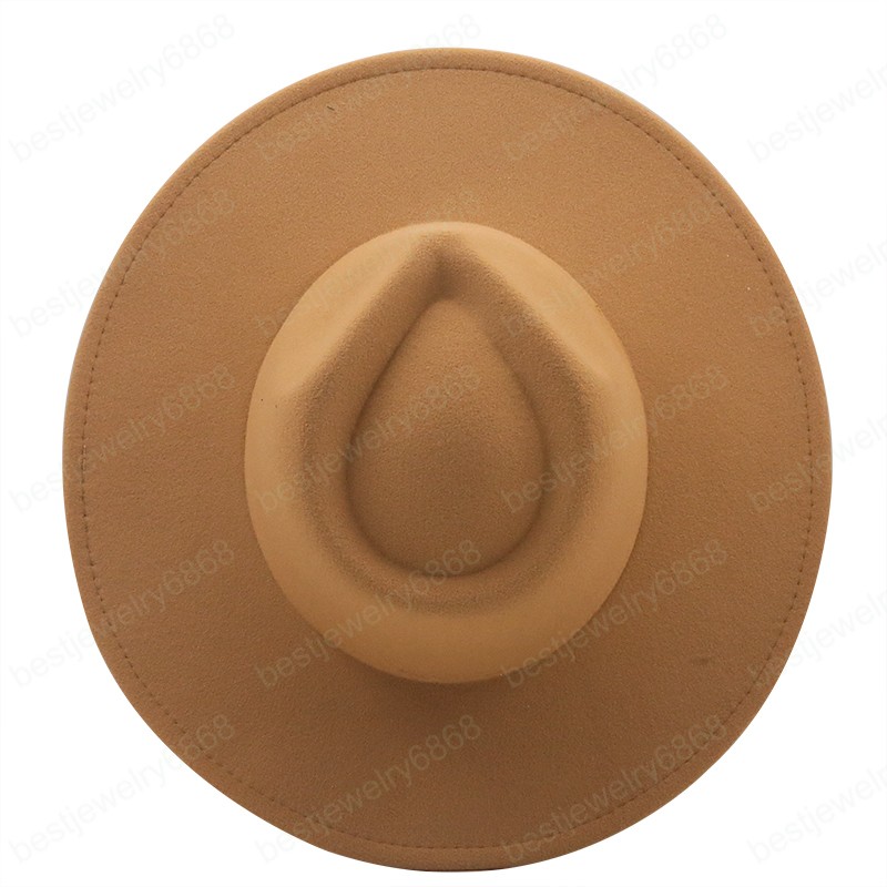 9.5CM Women Men Big Wide Brim Wool PINK Fedora Hat British Style Winter Gentleman Elegant Lady Jazz Church Hats