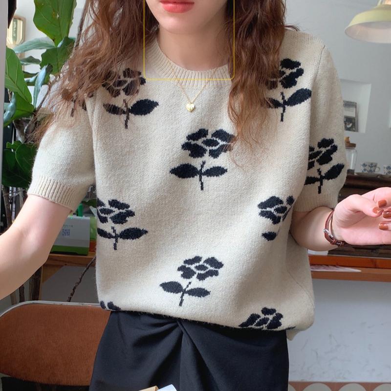 Women's Sweaters Autumn Vintage Round Flower Short Sleeve Sweater Women Wild Jumpers Loose Casual Crop Tops Pull Jacquard Knit Shirts Gentle, White;black
Women's Sweaters Autumn Vintage Round Flower Short Sleeve Sweater Women Wild Jumpers Loose Casual Crop Tops Pull Jacquard Knit Shirts Gentle, White;black