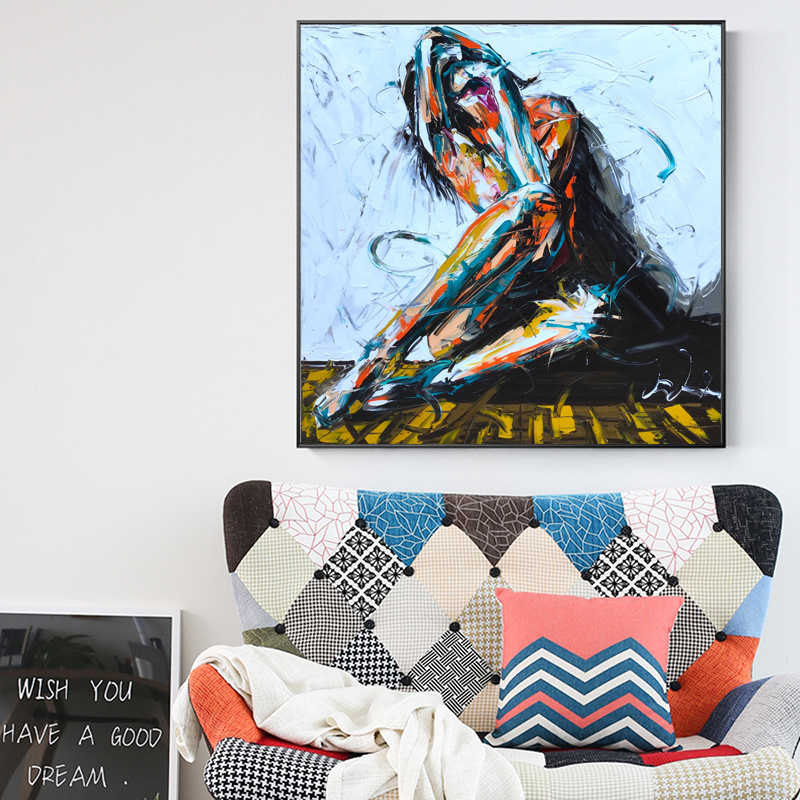 RELIABLI ART Abstract Girl Sexy Woman Pictures Canvas Painting Wall Art For Living Room Potrait Painting Decorative Picture