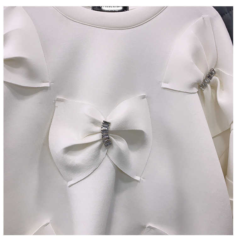 Diamonds Bowknot Pullover Sweatshirt Causal Long Sleeve O-neck Hoodies Korean Sweet Women Top Jumpers 6E490 210603