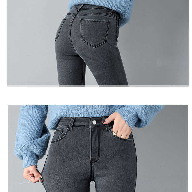 Casual Denim Pants Black Color Womens Jeans Donna Bottoms Skinny For Women Trousers Mom's Plus size Stretch pencil 210809