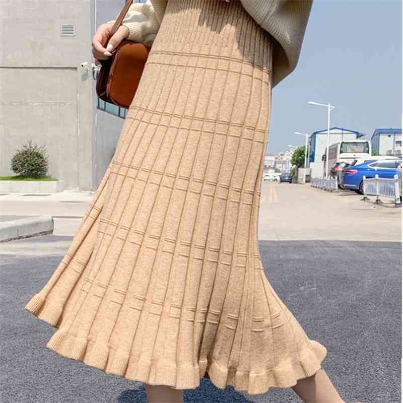 High Waist Skirts Womens Ruffle Pleated Casual Sweater Knitted for Woman Elastic Vintage Elegant Faldas Mujer 210520, Photo color
High Waist Skirts Womens Ruffle Pleated Casual Sweater Knitted for Woman Elastic Vintage Elegant Faldas Mujer 210520, Photo color