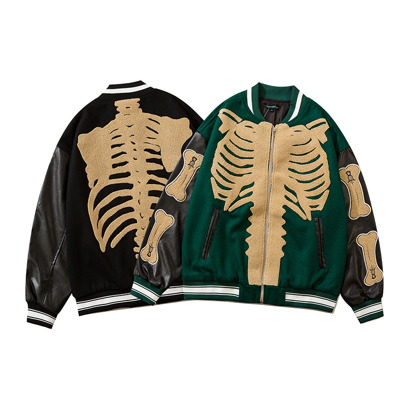 High Street Vintage Baseball Jackets Men Skeleton Furry Bone Patchwork Bomber Jackets College Style Oversized Streetwear Unisex, Green
High Street Vintage Baseball Jackets Men Skeleton Furry Bone Patchwork Bomber Jackets College Style Oversized Streetwear Unisex, Green