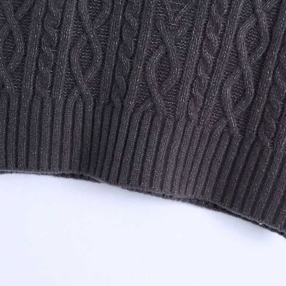Women Cable-Knit Sweater Vest V-Neck Warm Women Sweaters Casual Fashion Vintage Pullover Tops 210709