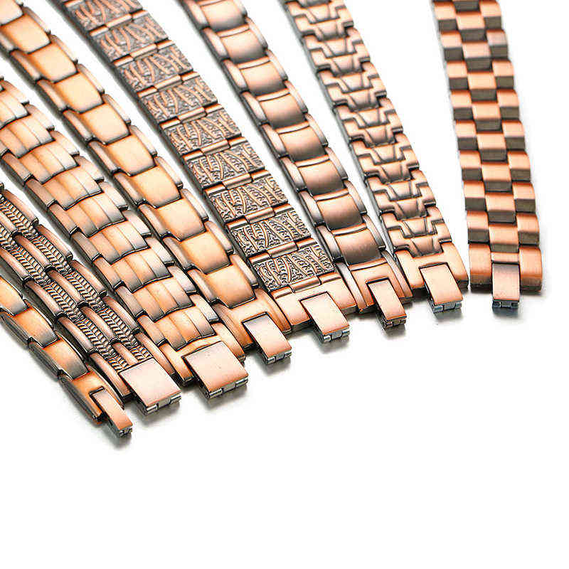 Vinterly Magnetic Bracelet Men Pure Copper Energy Health Male Chain Link Vintage s & Bangles 211124