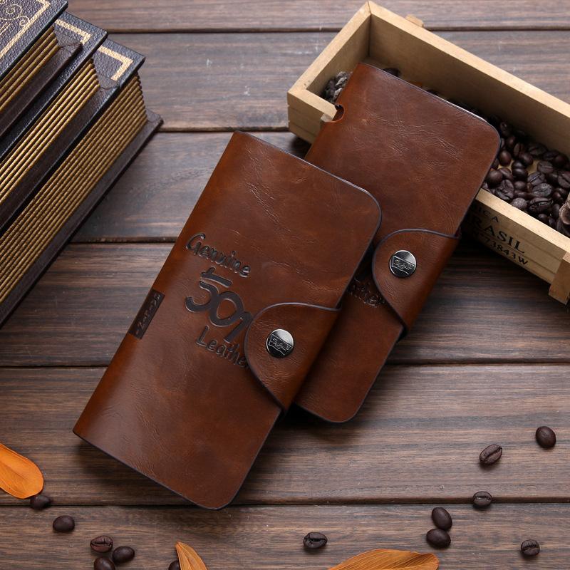 Wallets Classic Vintage Man Hasp Cowboy Bailini Brand Long Leather Wallet Clutch With Coin Purse Pocket Bags