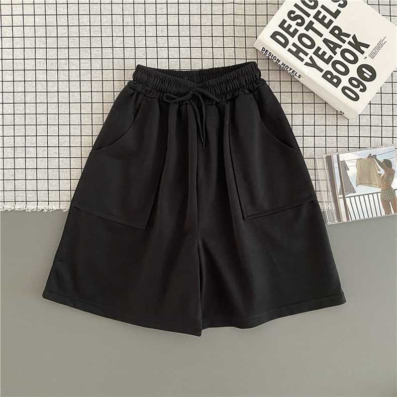 Casual Loose Summer Woman Shorts Solid Candy Color Elastic High Waist Biker Shorts For Women With Pockets W9119 210526