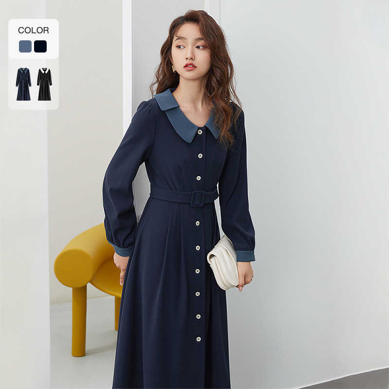 FANSILANEN Office lady vintage long black dress Women sleeve patchwork elegant blue Spring slim belt casual 210607, Navy blue
FANSILANEN Office lady vintage long black dress Women sleeve patchwork elegant blue Spring slim belt casual 210607, Navy blue