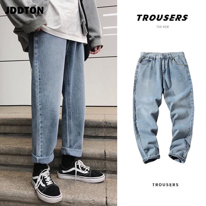 Spring Autumn Mens Denim Pants Korean Style Loose Straight Streetwear Retro Trouser Fashion Brand Male Casual Jeans JE623 Men's