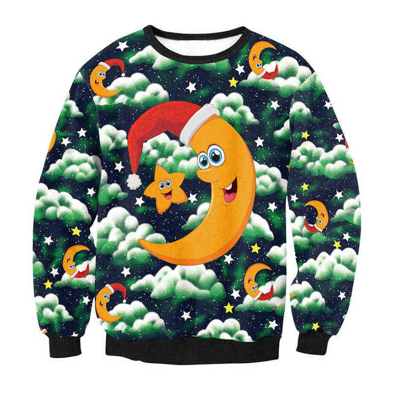 Women Men Ugly Christmas Sweater Sweatshirt 3D Christmas Tree Snowflakes Reindeer Print Autumn Winter Holiday Party Xmas Jumpers Y1118
