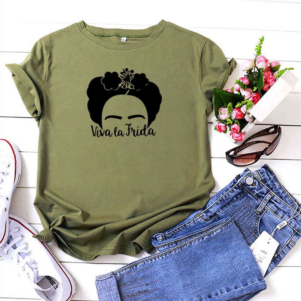 Viva La Vida Funny T Shirt Women Cotton Short Sleeve O-neck Tee Shirt Femme Casual Tshirt Women Tops Loose Camiseta Mujer 210406