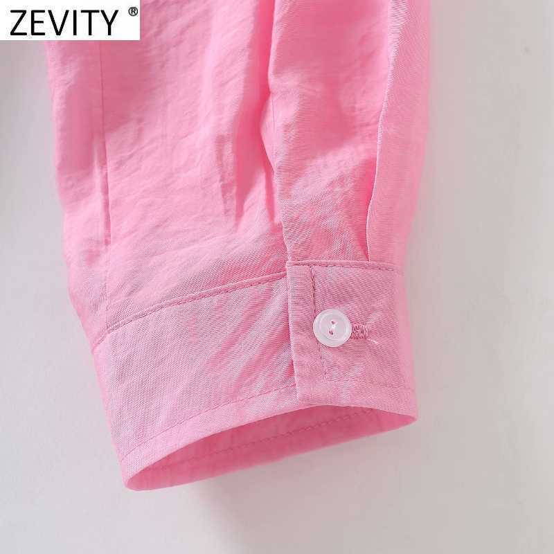 ZEVITY Women Fashion Solid Color Hem Bow Tied Casual Smock Blouse Female Puff Sleeve Pocket Shirt Roupas Chic Blusas Tops LS9162 210603