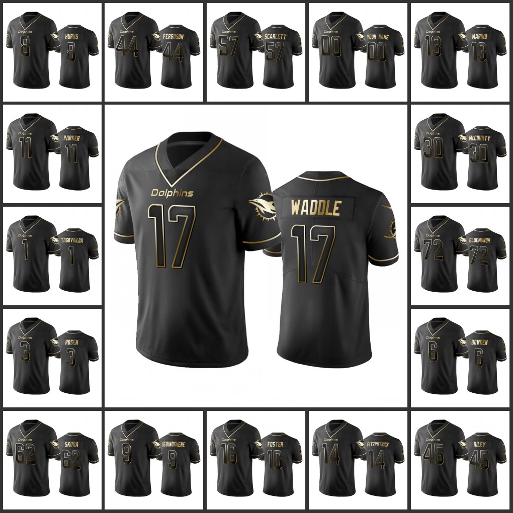 MiamiDolphinsMen #13 Dan Marino 11 DeVante Parker 3 Josh Rosen 1 Tua Tagovailoa 17 Jaylen Waddle Custom Women Youth Black Golden Edition Vapor Limited Jersey
MiamiDolphinsMen #13 Dan Marino 11 DeVante Parker 3 Josh Rosen 1 Tua Tagovailoa 17 Jaylen Waddle Custom Women Youth Black Golden Edition Vapor Limited Jersey