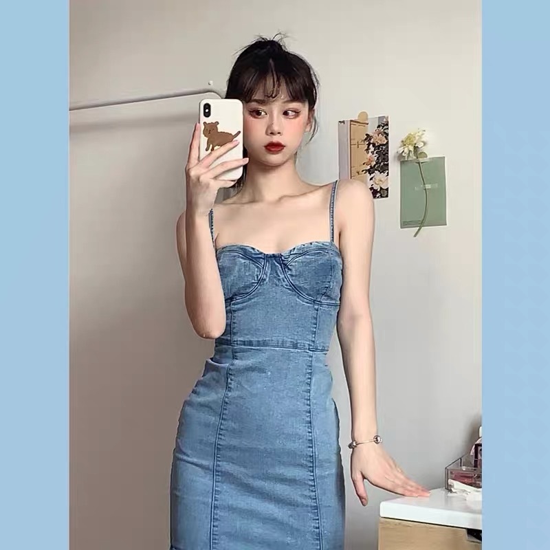 sexy bodycom dress spaghetti strap denim mini slim tassel night club summer woman daily es robe femme vestidos 210421