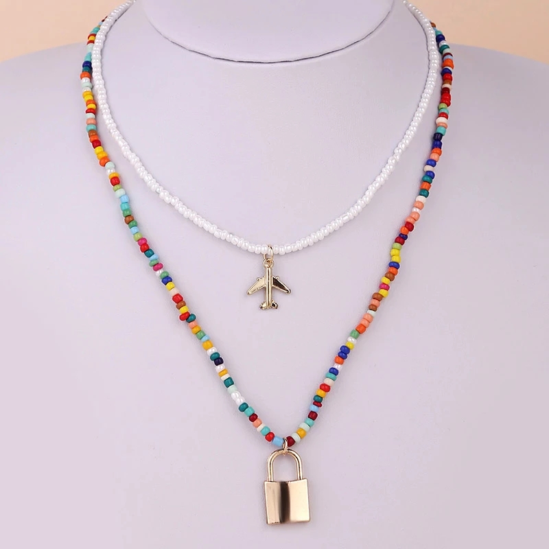 2 Pcs/Set Trendy Multicolor White Glass Beaded Necklaces For Women Boho Fashion Gold Color Aircraft Lock Pendant Necklace Gifts
2 Pcs/Set Trendy Multicolor White Glass Beaded Necklaces For Women Boho Fashion Gold Color Aircraft Lock Pendant Necklace Gifts