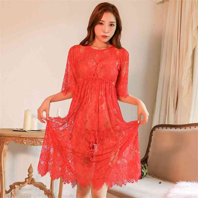 New Lace Sexy nightdress perspective temptation sexy underwear women tease home clothes large skirt, Black;white
New Lace Sexy nightdress perspective temptation sexy underwear women tease home clothes large skirt, Black;white