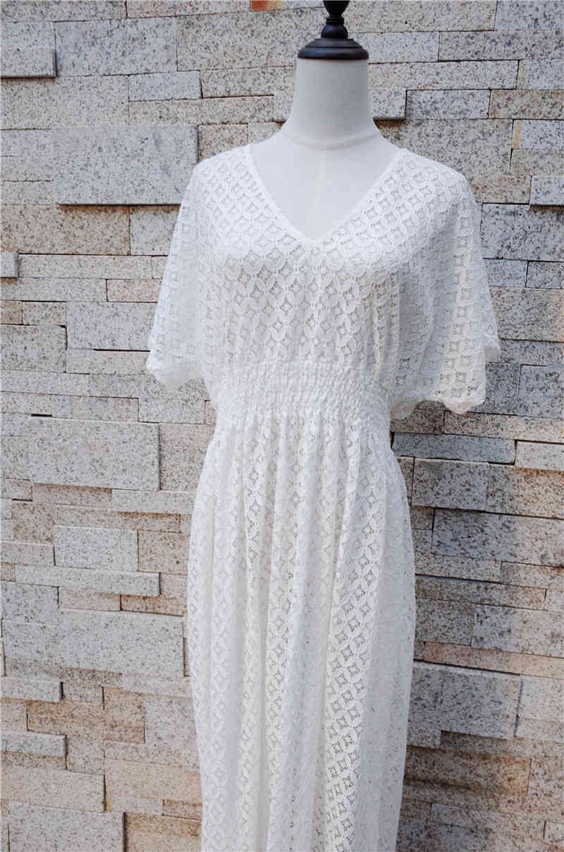 Saida de Praia Cover ups Beach Dresses Lace Robe Plage up Longa Tunic Pareos Bikini #Q629 210420