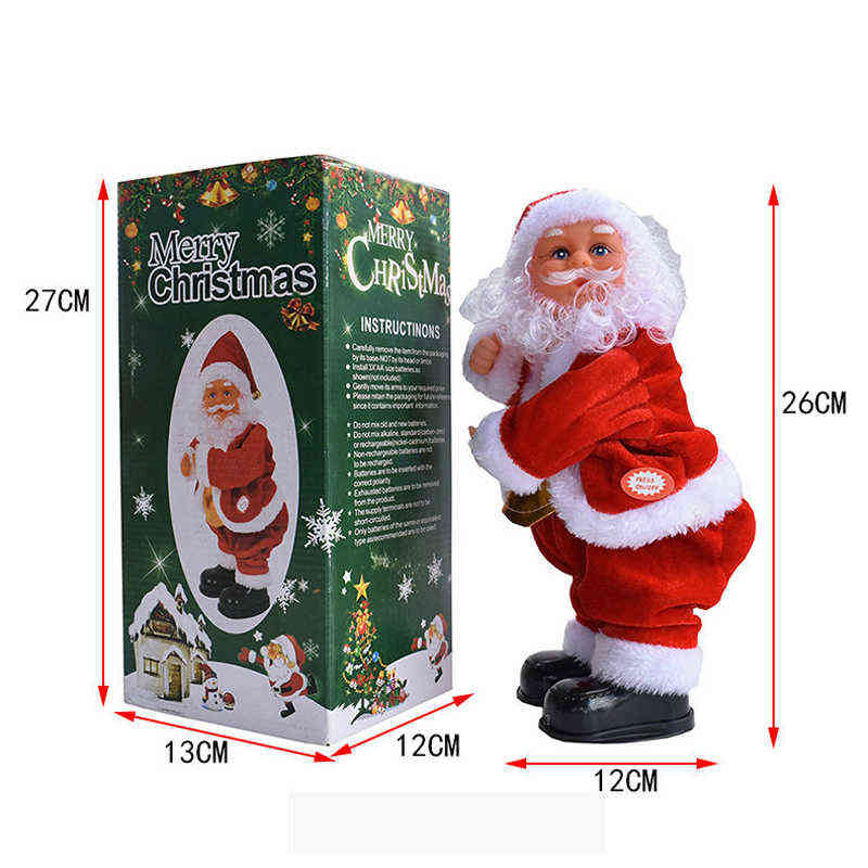 2022 Decorations for Home Children's Year Christmas Gifts Hip Music Electric Santa Claus Shop Window Ornaments 211104