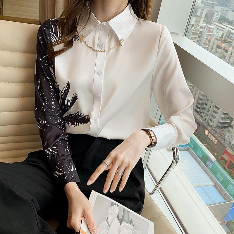 Women' Blouses & Shirts Women White Tops And Fashion Print Casual Long Sleeve Office Lady Work Female Slim Blusas 2021
Women' Blouses & Shirts Women White Tops And Fashion Print Casual Long Sleeve Office Lady Work Female Slim Blusas 2021