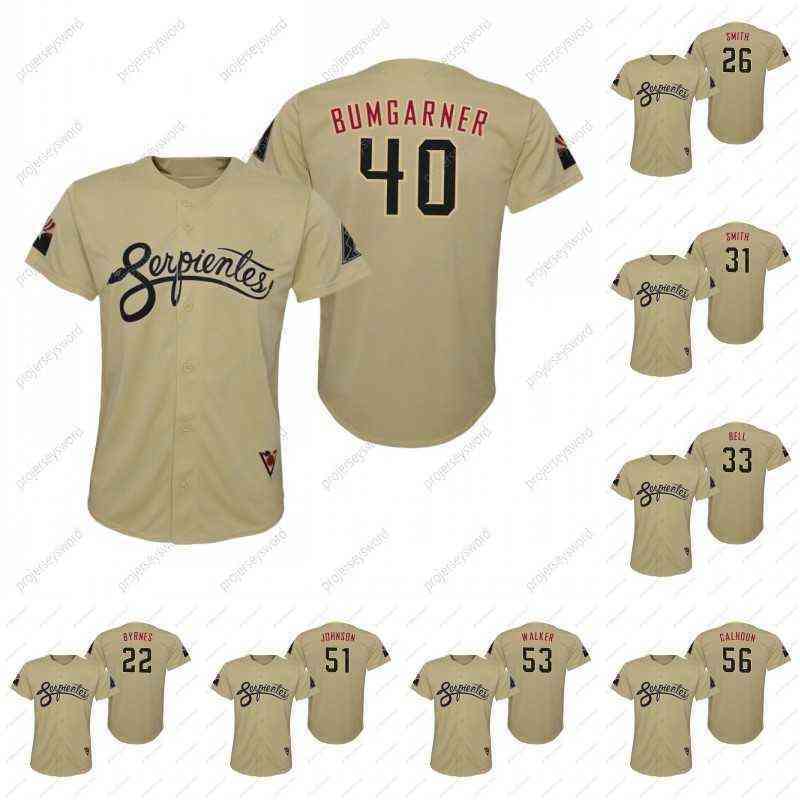 

Youth Madison Bumgarner Diamondbacks Serpientes Jersey 2022 City Connect Eric Byrnes Pavin Smith Caleb Smith Jay Bell Randy Johnson, 15 andrew young