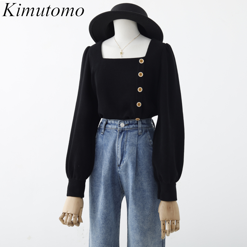 Kimutomo Women Vintage Square Collar Blouse Hong Kong Style Ladies Wild Single Breasted Long Sleeve Knitted Shirt Outwear 210521, Red
Kimutomo Women Vintage Square Collar Blouse Hong Kong Style Ladies Wild Single Breasted Long Sleeve Knitted Shirt Outwear 210521, Red