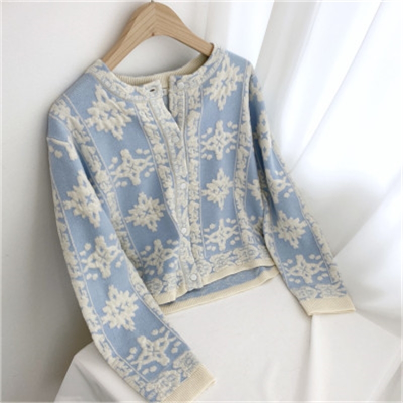 Autumn Stereoscopic Floral Korean Cardigans Sweater Long Sleeve Single-breasted Tops Vintage Elegant Ladies Cardigan 210810wtt