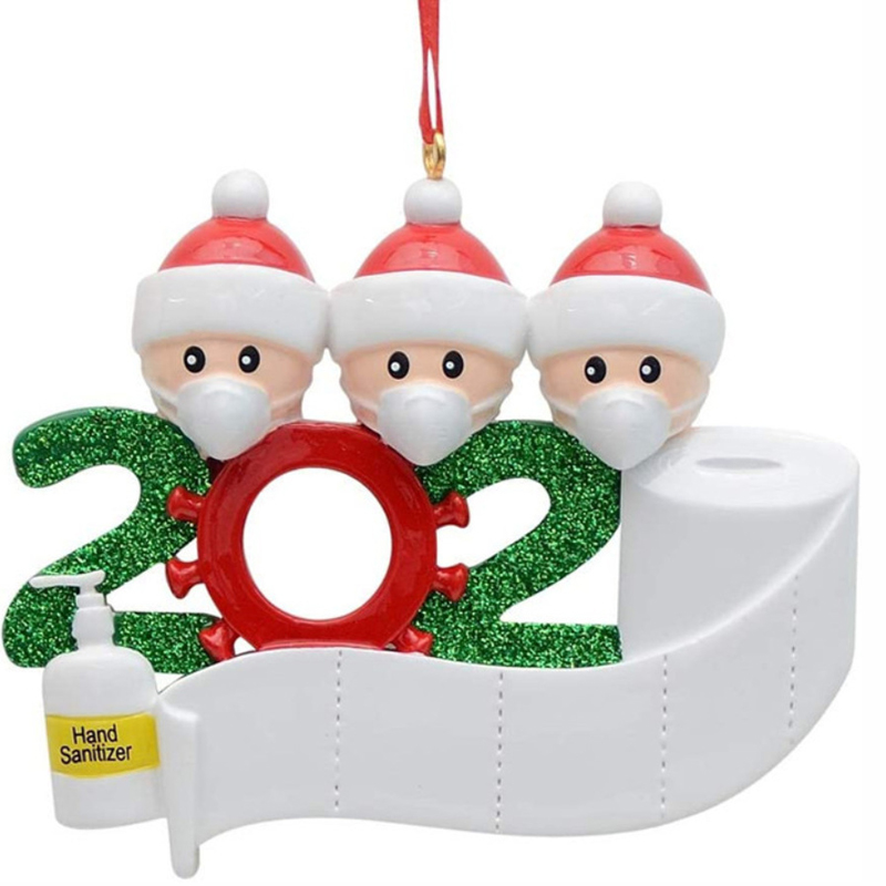 Lovely 2020 Gift Ornament Personalized Family 2 3 4 5 PVC Decorations Masked Snowman Christmas Tree Hanging Pendant VT1716 Free shipping