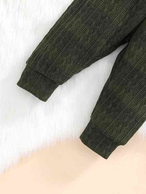 Baby Kangaroo Pocket Cable Textured Hoodie & Sweatpants SHE