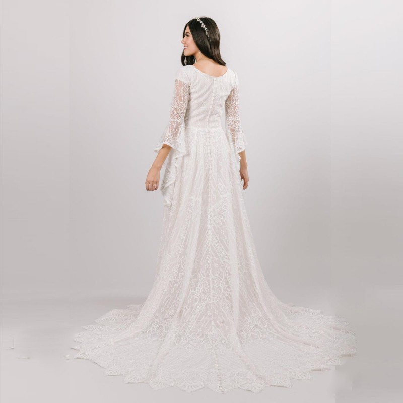 Bride Wedding Dress 2023 New Sumemr Beach Lace V-neck Batwing Sleeves Boho Chic Bridal Gowns Robe De Mariage Vestidos