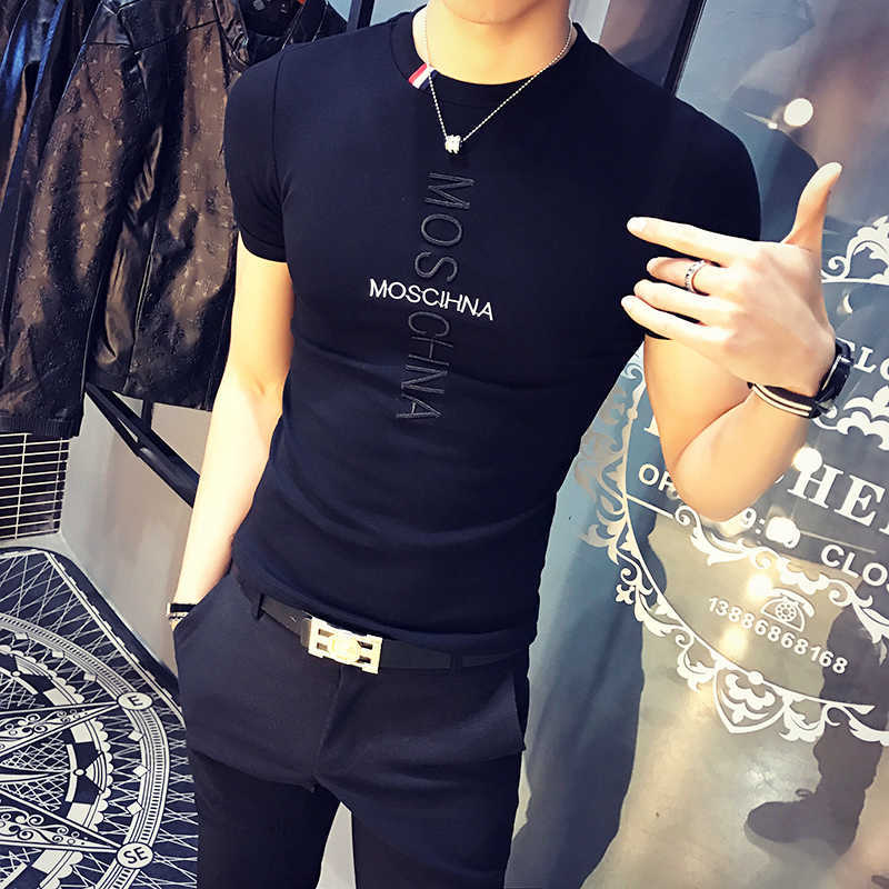 Fashion T Shirt Men Summer Slim Fit Sports Wear Short Sleeve Tshirts Fitness Breathable O-neck Tops Tees Streetwear Men Clothes 210527