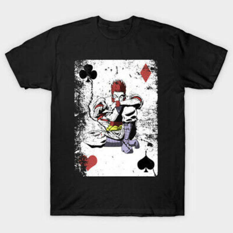 R1 Hisoka Joker Card Phantom Hunter x Hunter Anime Manga Black T-shirt S-6XL, White;black
R1 Hisoka Joker Card Phantom Hunter x Hunter Anime Manga Black T-shirt S-6XL, White;black