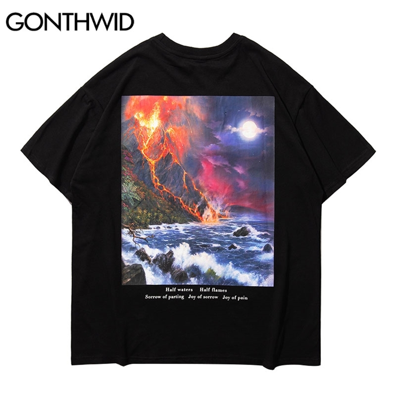 Tshirts Streetwear Harajuku Volcano Eruption Landscape Print Tees Shirts Mens Hip Hop Casual Loose Cotton Tops 210602, White
Tshirts Streetwear Harajuku Volcano Eruption Landscape Print Tees Shirts Mens Hip Hop Casual Loose Cotton Tops 210602, White