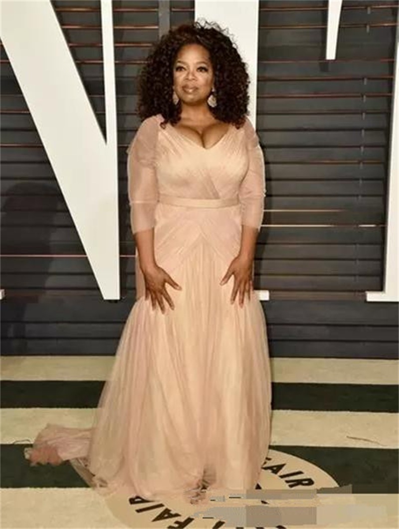 Plus Size Mother Of The Bride Dresses Evening Dress V Neckline Sash Long Sleeve Tulle Sweep Train Formal Mothers Gown