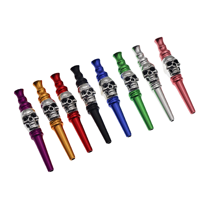 Creative Skull Pipe Straight Metal Pipe Cigarette Holder Household Smoking Accessories 77MM