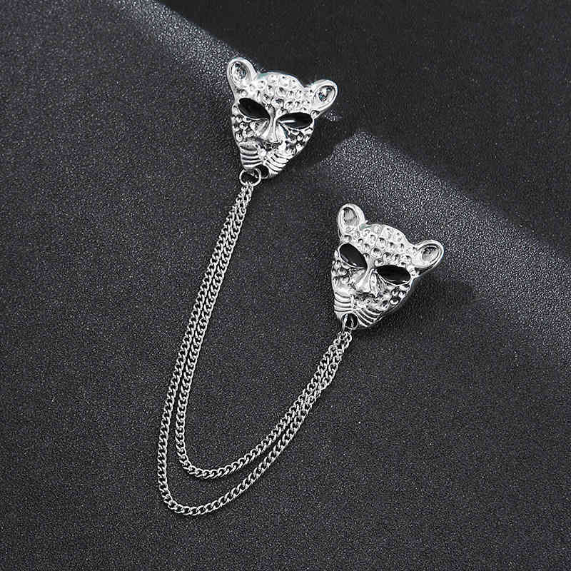 Men's Tassel Temperament Brooch Korean Chain Collar Suit Gold Pin Simple Accessories