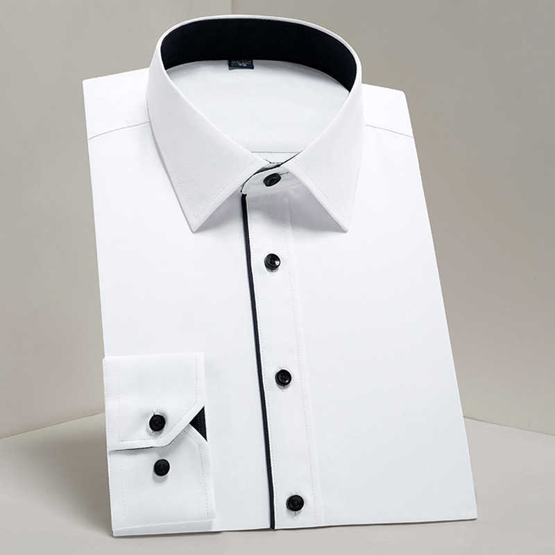 Men's Classic Basic Design Long Sleeve Formal Shirts White Business Standard-fit Twill Easy-care Male Social Office Dress Shirt 210628, Am806
Men's Classic Basic Design Long Sleeve Formal Shirts White Business Standard-fit Twill Easy-care Male Social Office Dress Shirt 210628, Am806